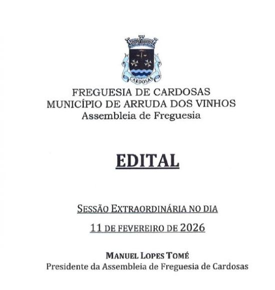 Edital - Sess&atilde;o Extraordin&aacute;ria Assembleia de Freguesia 