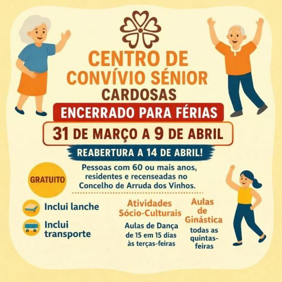 Encerramento Centro S&eacute;nior - De 31/03 a 09/04/2026 
