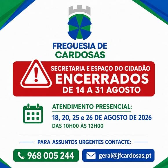 Encerramento EC e Secretaria da JF entre 14 e 31 de agosto de 2026 