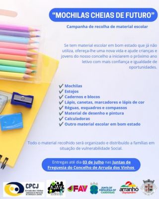 Campanha &ldquo;Mochilas Cheias de Futuro&rdquo; arranca em Arruda dos Vinhos