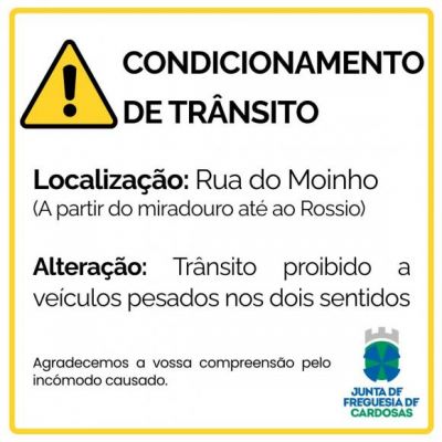 Condicionamento de tr&acirc;nsito - Rua do Moinho