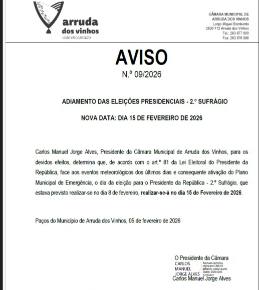 Adiamento Elei&ccedil;&otilde;es Presidenciais 15 de fevereiro